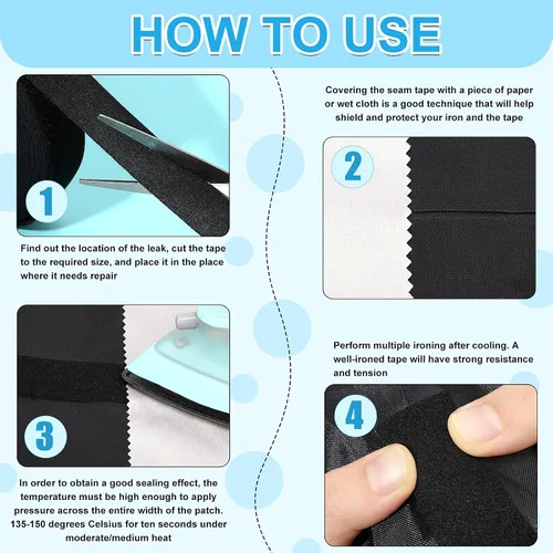 Vista 3 de Outus Wetsuit Repair Iron On Seam Sealing Tape 32.8 Ft Seam Sealing Patch Waterproof for Neoprene Wetsuit Drysuit Fishing Suits Industrial Standard