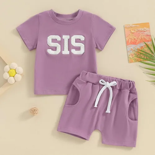 Vista 2 de FIOMVA Conjunto de 2 piezas a juego para hermana pequeña, ropa de verano para niña pequeña