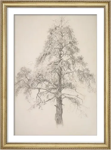 Vista 163 de MUDECOR Lienzo enmarcado prémium para pared, pinos nevados en bosque de invierno, ilustraciones modernas, arte contemporáneo, escénico, divertido