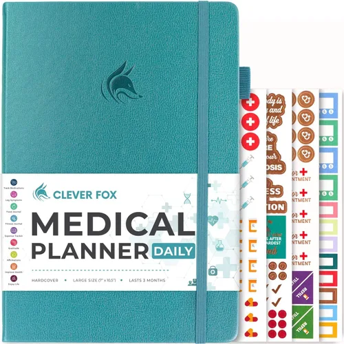 Vista 8 de Clever Fox Planificador médico diario: cuaderno de diario de salud, diario de bienestar y cuaderno de registro de autocuidado, dura 3 meses, 7 x