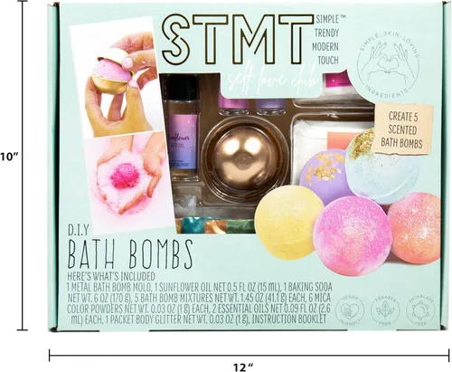 Vista 9 de STMT Self-Love Club D.I.Y. Bombas de baño de Horizon Group USA, crea 5 bombas de baño con colores pastel, aceites esenciales e ingredientes