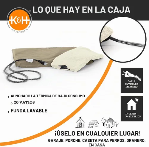 Vista 10 de Cama climatizada electrónica K&H, suave e ideal para exteriores (incluye funda), Bronceado