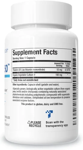 Vista 3 de BIOTICS RESEARCH Tiamina 50™ – Vitamina B1 de alta potencia 50 mg 90