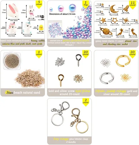 Vista 4 de Funshowcase Paquete de moldes de silicona para coctelera de resina, suministros de joyería, 132 kits