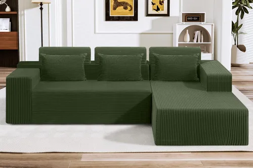 Vista 12 de HABUTWAY Sofá modular modular de 101 pulgadas con asiento profundo, moderno sofá convertible en forma de L, sofá tapizado con diván para sala