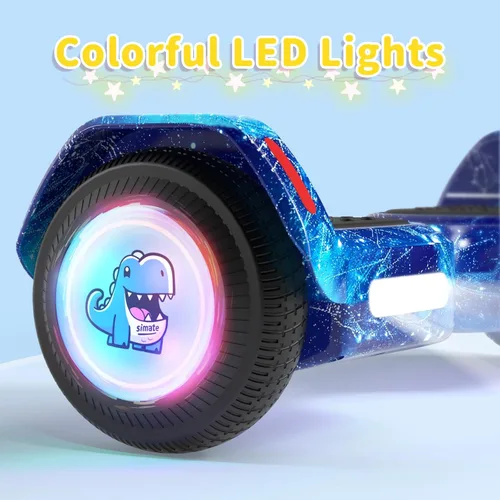 Vista 3 de SIMATE - Aeropatineta para niños, altavoz Bluetooth y luces LED azul (Galaxy Blue)