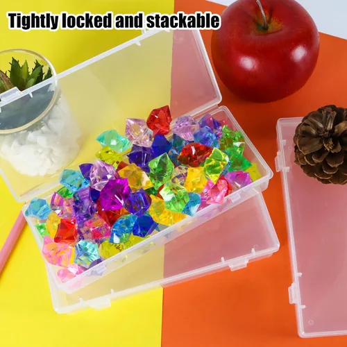 Vista 7 de 10 cajas de almacenamiento de plástico de 6 pulgadas, pequeños recipientes de almacenamiento con tapas con bisagras, cajas transparentes