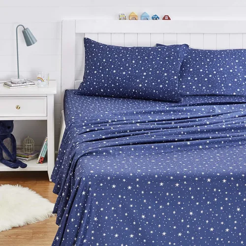 Vista 31 de Amazon Basics Juego de sábanas para niños de microfibra ligera, suave y fácil de lavar, 3 piezas, tamaño Twin, Aqua brillante, diseño sólido
