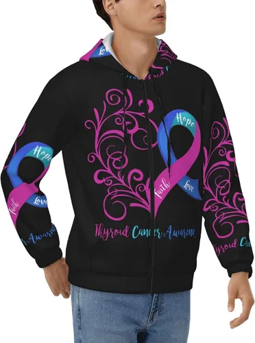 Vista 2 de Sudadera con capucha para hombre y mujer con capucha para concientización sobre el cáncer de tiroides