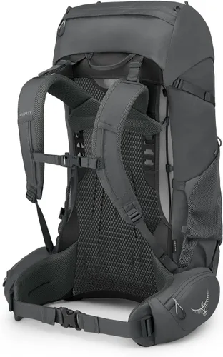 Vista 6 de Osprey Rook 65L Mochila de mochilero para hombre, color carbón oscuroforro plateado