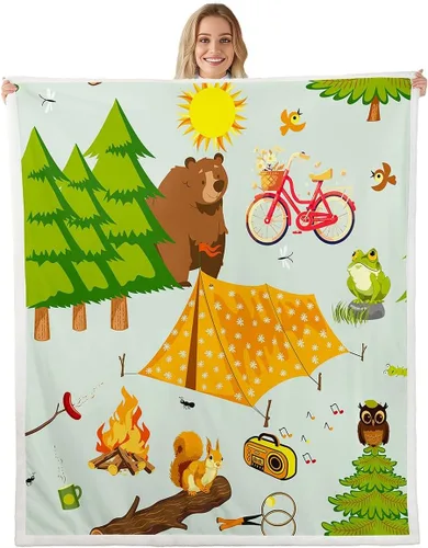 Vista 8 de Feelyou - Manta de forro polar camuflaje de 40 x 50 pulgadas para niños, niños y adolescentes, con diseño de peces de caza, manta de sherpa