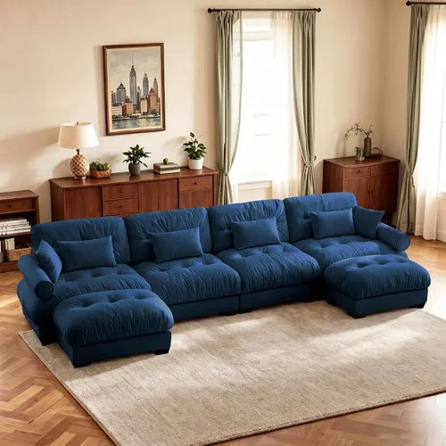 Vista 101 de Sofá biplaza de 93.7 pulgadas, sofá modular de 2 plazas, sofás seccionales grandes de color beige y blanco para sala de estar, juego de sofá