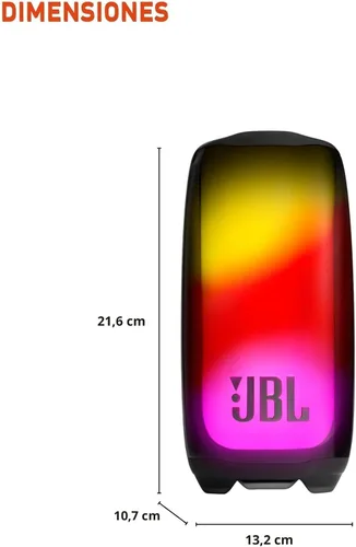 Vista 3 de JBL Pulse 5 - Altavoz Bluetooth portátil con luces deslumbrantes, sonido profesional original, color negro