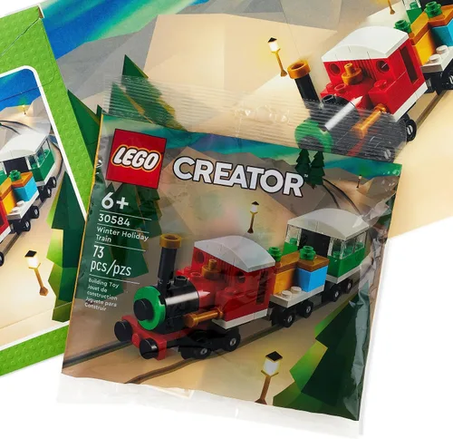 Vista 6 de Hallmark Tarjeta de Navidad Lego para niños (kit de construcción de tren de juguete)