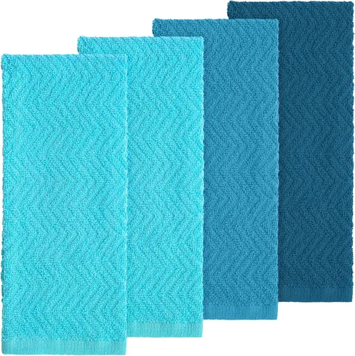 Vista 2 de DecorRack Paquete de 4 toallas de cocina, 100% algodón, 15 x 25 pulgadas, absorbentes para secar platos, toallas de mano, paños de limpieza