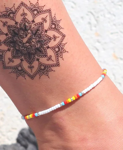 Vista 9 de Boho Anklet, Native American Jewelry, Unique Thin Beaded Ankle Bracelet for Women or Girls, Colorful Bohemian Hippie Beach Waterproof Foot Jewelry