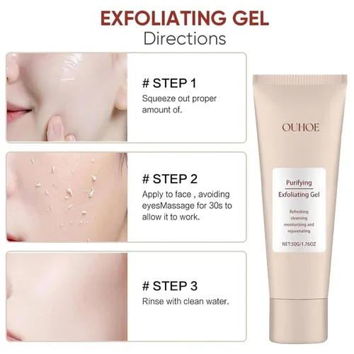 Vista 2 de Gel exfoliante purificador de 2 piezas, gel hidratante exfoliante purificador, adecuado para uso facial y corporal