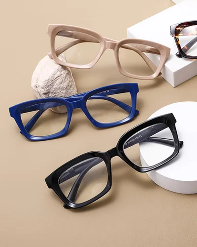 Vista 7 de Hubeye Large Reading Glasses for Women Men Fashion Square Frame Anti-Blue Light Glasses Reading Aid (Black+Blue, 1.00)