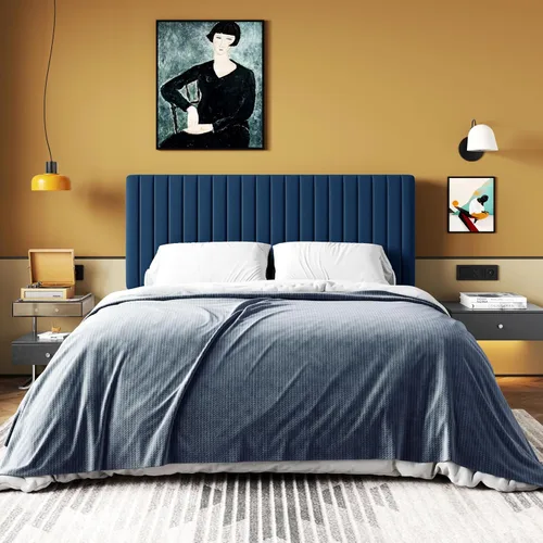 Vista 10 de HOOMIC Twin Bed Frame, Velvet Upholstered Platform Bed with Adjustable Vertical Channel Tufted Headboard, Mattress Foundation with Strong Wooden