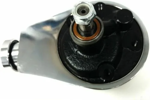 Vista 5 de Pirate Mfg Bomba de dirección asistida con polea de doble ranura, estilo Saginaw cromado, compatible con Chevy BBC SBC