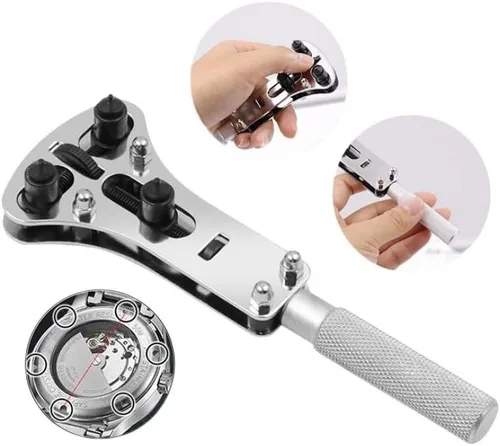 Vista 7 de Omninmo Kit de reparación de relojes, llave de 3 puntos, herramienta de extracción de caja de tornillos, herramienta ajustable de tres garras