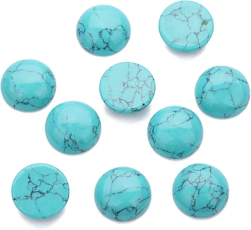 Vista 2 de JJG 20pcs Cabujones Redondos de Piedra Flatbacks Turquesa Gemstone Dome Cameos, 0.157 in