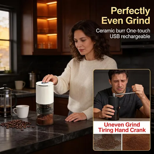 Vista 5 de Portable Electric Burr Coffee Grinder, 40g Capacity