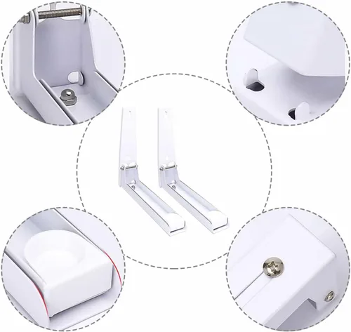 Vista 7 de Soporte de montaje para microondas, soporte plegable retráctil para horno de microondas montado en la pared, soporte para accesorios de cocina