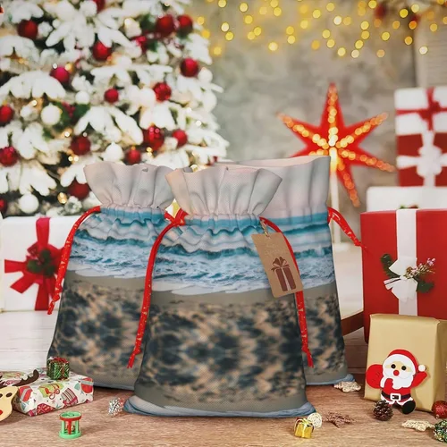 Vista 7 de MDATT Bolsas de regalo con cordón de playa y mar, bolsas de regalo de 5 x 7 pulgadas para bodas, Navidad, cumpleaños, decoración de Halloween