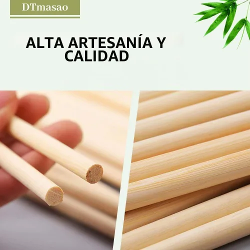 Vista 4 de Dtmasao Varillas de Espiga de Madera de 1/2 x 6 Pulgadas 10 PIEZAS - Palos de Madera Varillas de Espiga de Madera - Palos de Bambú Sin Terminar