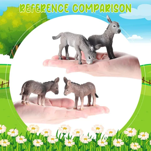Vista 6 de Deekin 9 piezas de figura de burro en miniatura de juguete de burro pequeño de plástico figura de animales recuerdos de fiesta juguetes de granja