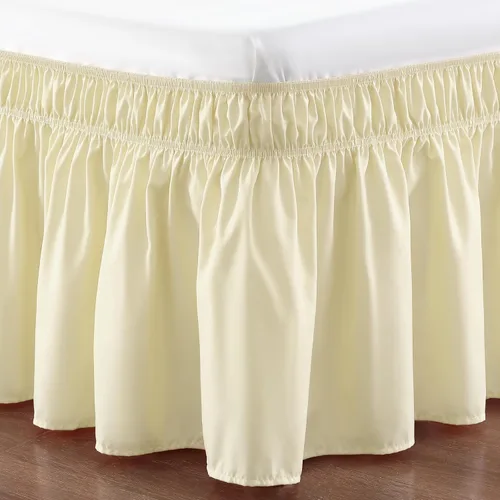 Vista 63 de Falda de cama RIMELA tamaño Queen color verde bebé con caída de 15 pulgadas, falda elástica envolvente, volante que protege contra el polvo