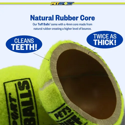 Vista 4 de PetSport Mega Tuff Ball - Mega pelotas de tenis para perros grandes, ideal para aburrimiento y masticadores agresivos, juguete para perros, pelotas