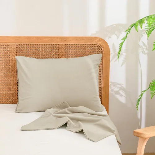 Vista 3 de BESTOUCH 100% Algodón Lavado Funda de Almohada para Cabello y Piel, Sensación de Lino, Suave, Cómoda, Transpirable, Juego de 2 Fundas de Almohada