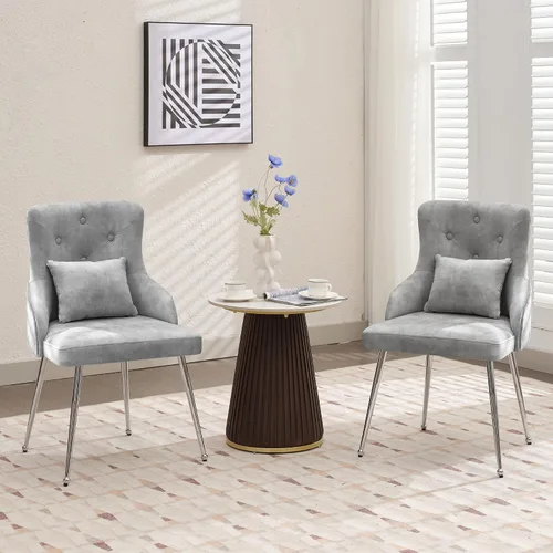 Vista 15 de Sillas de comedor de terciopelo, sillas de acento tapizadas de terciopelo, silla de cocina con patas de metal y almohada lumbar para comedor, sala