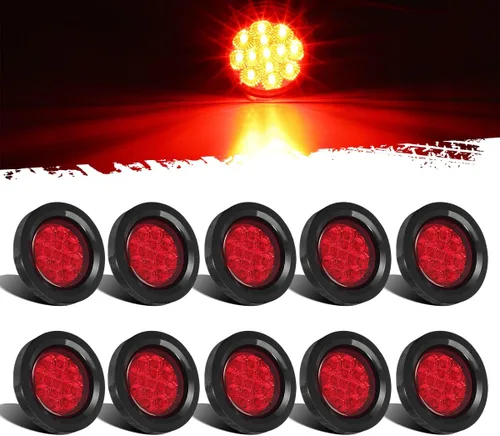 Vista 8 de Partsam Juego de 10 luces LED redondas ámbar de 2.5 pulgadas, 13 diodos con ojal de luz y alambre para remolque, remolque, remolque, rv, resistente