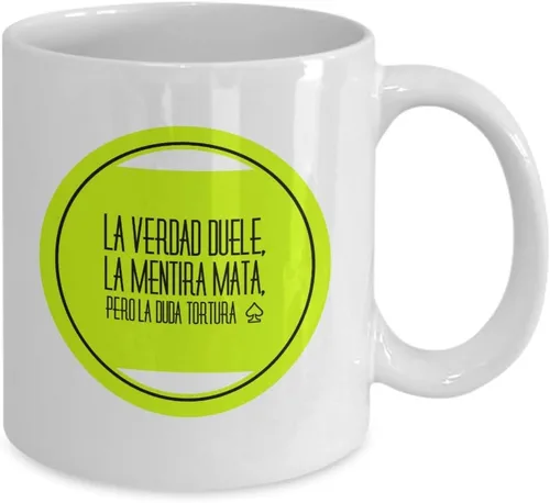 Vista 2 de Taza Cafe Verdad Vaso, taza de café divertidas, tazas personalizadas, taza de café inspiradoras, taza con mensajes positivos., 11onza, Blanco
