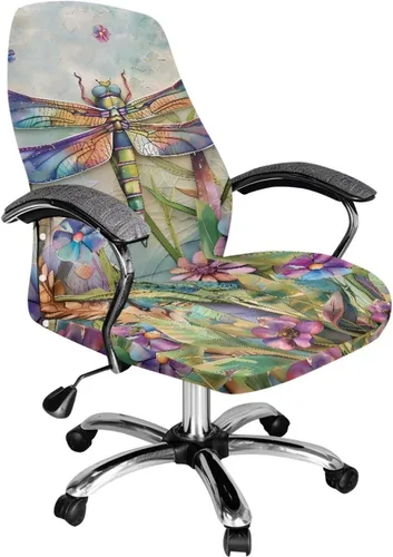 Vista 43 de Funda para silla de oficina de mármol morado, lavable, funda para silla de escritorio, fundas para silla de computadora para silla giratoria, silla