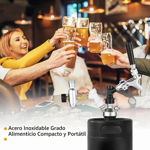 Vista 8 de Mini dispensador de barriles, lanza de barril de cerveza, acero inoxidable, bloqueo de bola doble, de ajuste rápido, mini lanza de barril