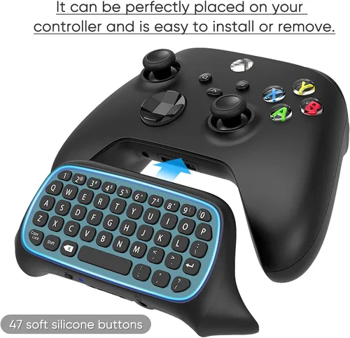 Vista 4 de Teclado de control para Xbox Series XSeries SOneSController MENEEA Mini Game Chatpad Teclado con audioconector de auriculares de 0138in y accesorios