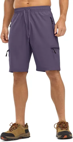 Vista 3 de TBMPOY Pantalones cortos de senderismo para hombre con 5 bolsillos con cremallera, 9 pulgadas, ligeros, para exteriores, trabajo, atletismo, viajes