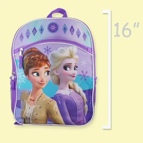 Vista 3 de Disney Mochila para niños, mochilas con licencia oficial para niños personalizadas y no personalizadas, Mochila personalizada Frozen Sisters