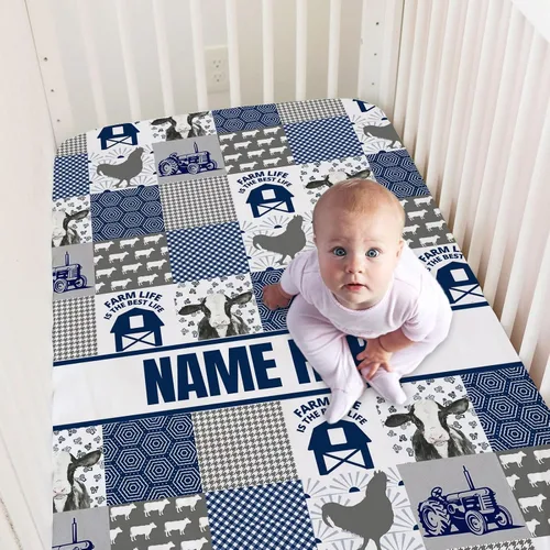 Vista 10 de Sábanas personalizadas para cuna de bebé con nombre, sábanas ajustadas para cuna de bate de béisbol personalizadas para bebés, juegos de ropa