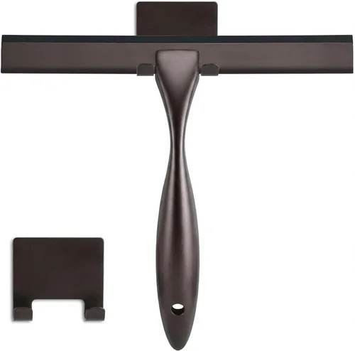 Vista 10 de Escobilla de ducha de 10 pulgadas, color negro mate, escobilla de goma de acero inoxidable multiusos para baño, puertas de ducha, espejos, azulejos