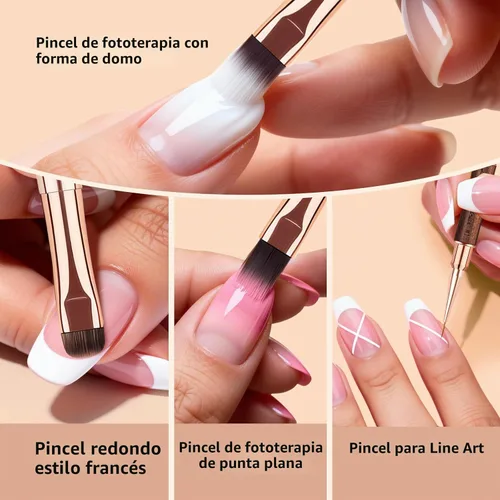 Vista 3 de Builder Gel Brush - Pinceles de uñas para Polygel, 2 piezas de doble punta