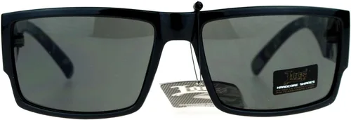 Vista 2 de Gafas de sol Locs para hombre, montura rectangular de gángster, estampado de marihuana, negroverde, Estampado De Marihuana NegroVerde