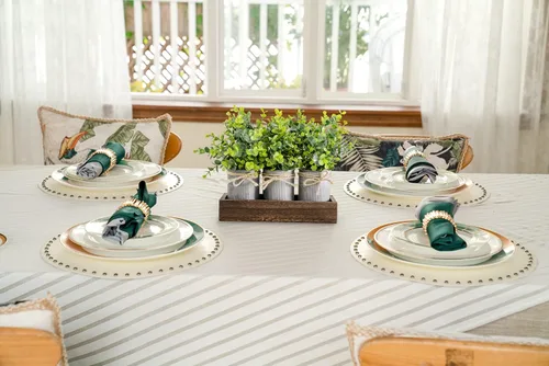 Vista 4 de Dahey Florero de metal con eucalipto artificial y centro de mesa, bandeja de madera con eucalipto artificial para decoración de granja