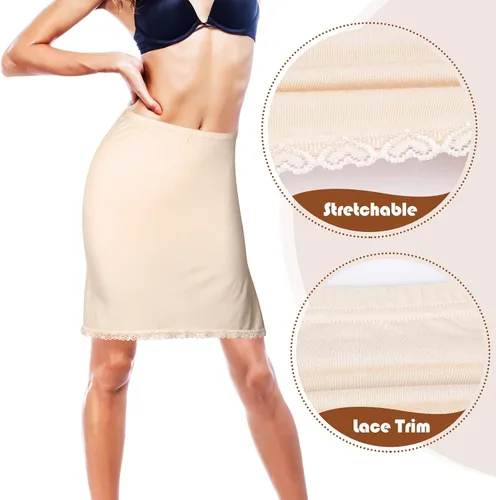 Vista 5 de Vestido de encaje de 4 piezas para mujer con ribete de encaje corto, medias ranuras para debajo de los vestidos, debajo de la falda para vestidos