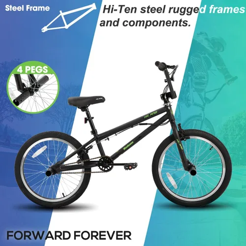 Vista 3 de HILAND 20 inch Kids BMX Bicycle for Boys Girls Age 5-12 Years Old, 360 Degree Gyro & 4 Pegs, Kids Bike for Beginner-Level to Advanced Riders