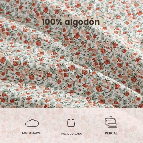 Vista 6 de Laura Ashley - Sábanas King, Juego de Ropa de Cama de Percal de Algodón, Ligero y Transpirable para el Hogar (Emogene Naranja Quemado, King)